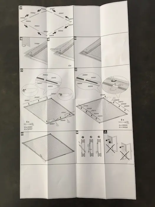 For the second part of the user manual, I recommend you to do the assembly flat on the ground, and to be careful to tighten the mosquito net