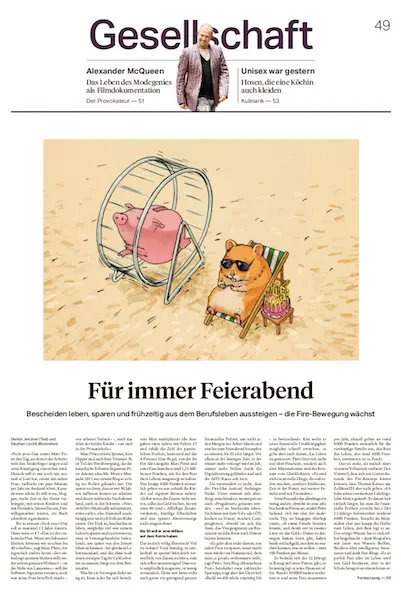 First page of my interview in the SonntagsZeitung
