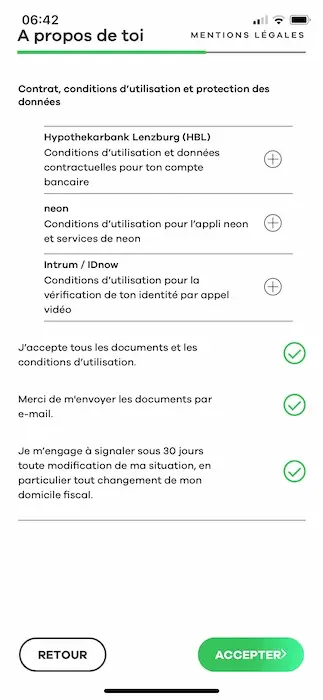Informations sur le contrat, les conditions d'utilisation et la protection des données