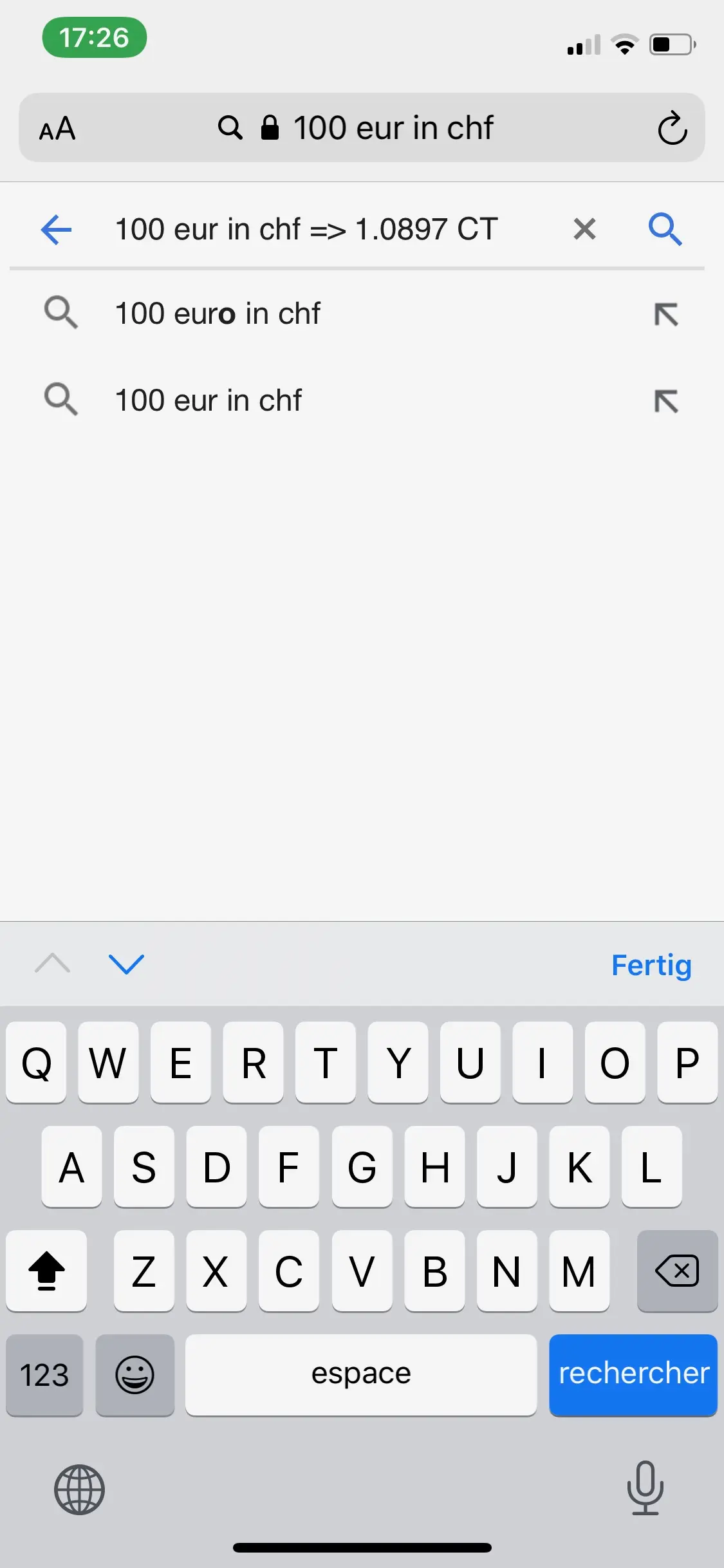 Exchange rate applied by Zak (obtained by phoning Cornèr Bank to find out their exchange rate of the day — I wrote it down in Safari when I had the guy on the phone, hence the weird screenshot)