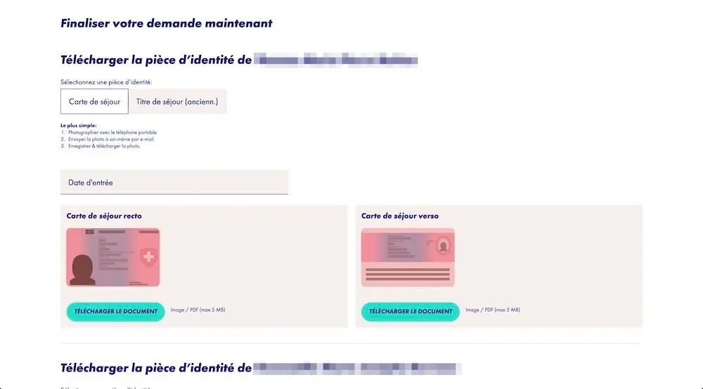 Upload de tes pièces d'identité 1/2