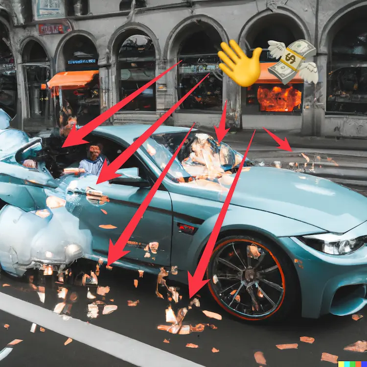 A young twenty-year-old driving a brand new BMW M4 - leased! NEVER do this! (thank you DALL·E for this picture :D)