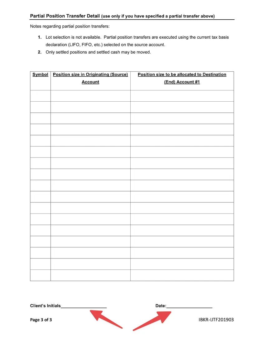 Add your initials and the date (I leave the table empty as I want to transfer ALL my holdings into the new IBKR joint account)